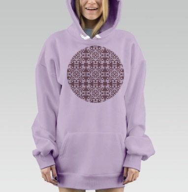 Бордово белая античная геометрия без ограничений, Hoodie Mjhigh Dig Mel, Fiolet, утепленная