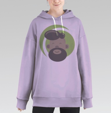 Бородатое лицо, Hoodie Long Oversize Fiolet