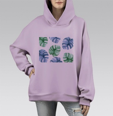 Ботаник, Hoodie Mono Fiolet, оверсайз, утепленная