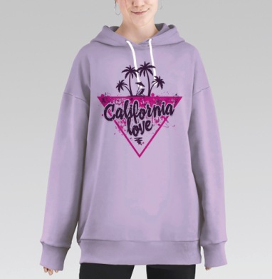 California love яркая романтика пальмовой вечеринки, Hoodie Long Oversize Fiolet
