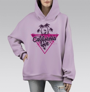 California love яркая романтика пальмовой вечеринки, Hoodie Mono Fiolet, оверсайз, утепленная