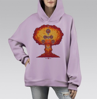 Цепная реакция, Hoodie Mono Fiolet, оверсайз, утепленная