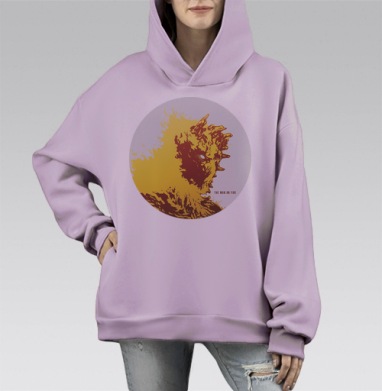 Человек в огне, Hoodie Mono Fiolet, оверсайз, утепленная