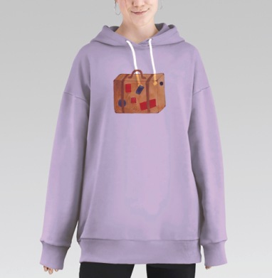 Чемодан для путешествий аксессуар для любителей путешествия, Hoodie Long Oversize Fiolet