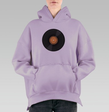Черная виниловая пластинка с надписью Play me Love me, Hoodie Oversize Fiolet, утепленная