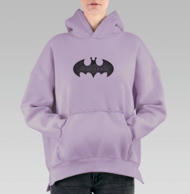 Черно серый символ коронавируса с надпись COVID XIX, Hoodie Oversize Fiolet, утепленная