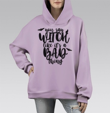 Что плохого в ведьмах, Hoodie Mono Fiolet, оверсайз, утепленная