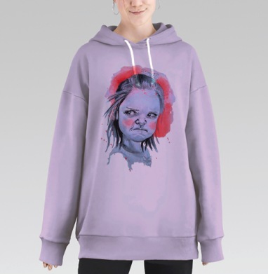 Цвет настроения красный, Hoodie Long Oversize Fiolet