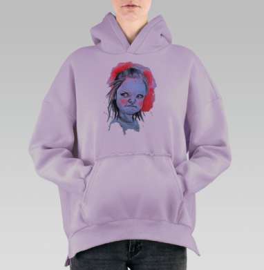 Цвет настроения красный, Hoodie Oversize Fiolet, утепленная