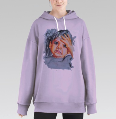 Цвет настроения серый, Hoodie Long Oversize Fiolet