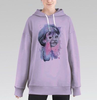 Цвет настроения сиреневый, Hoodie Long Oversize Fiolet