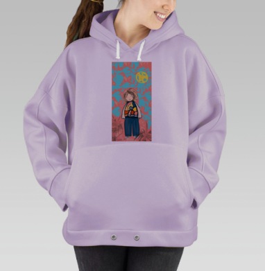 Цветная фигура ребёнка с надписью каждый день новая я, Hoodie Oversize Fiolet