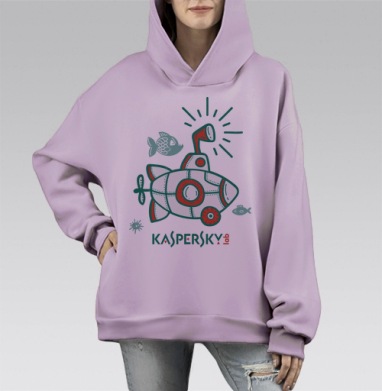 Цветная игрушечная подводная лодка Kaspersky, Hoodie Mono Fiolet, оверсайз, утепленная