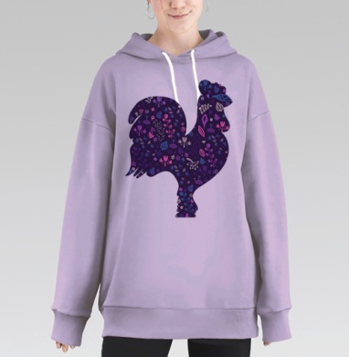 Цветочный петух, Hoodie Long Oversize Fiolet