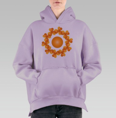 Цветы по кругу, Hoodie Oversize Fiolet, утепленная