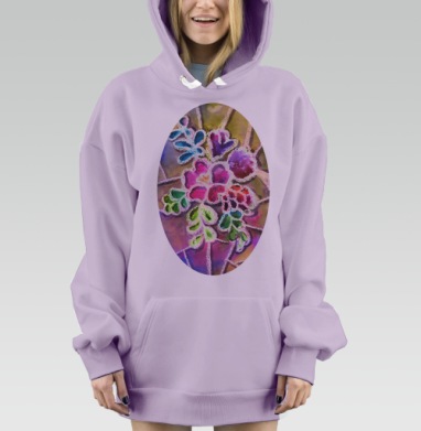 Цветы в витражной технике, Hoodie Mjhigh Dig Mel, Fiolet, утепленная