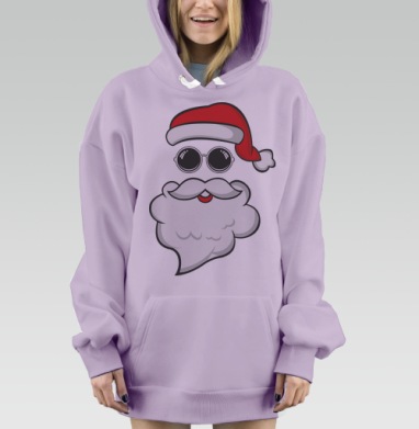 Дед Мороз в очках отличный подарок к Новому году, Hoodie Mjhigh Dig Mel, Fiolet, утепленная