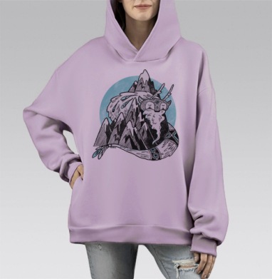 Дедушка Гор, Hoodie Mono Fiolet, оверсайз, утепленная