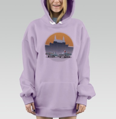 Дедушка Мороз и снеговики на парадном круизе зимой у Кремля, Hoodie Mjhigh Dig Mel, Fiolet, утепленная