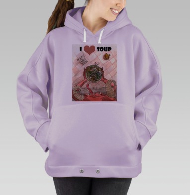 Демон с супом Любовь к еде всегда на столе, Hoodie Oversize Fiolet