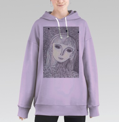 Девочка с двумя зрачками, Hoodie Long Oversize Fiolet