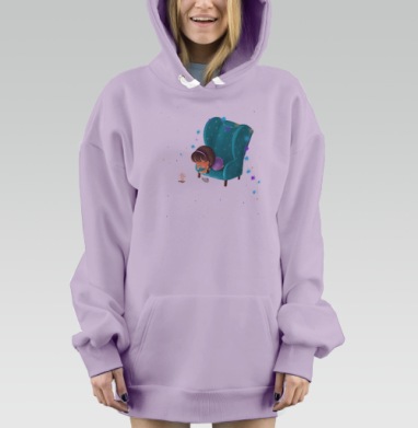 Девочка с огоньком в кресле уютное волшебство рядом, Hoodie Mjhigh Dig Mel, Fiolet, утепленная