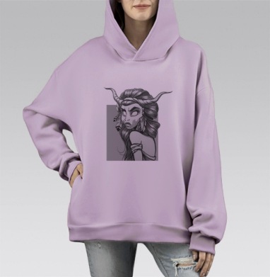 Девушка_индианка, Hoodie Mono Fiolet, оверсайз, утепленная