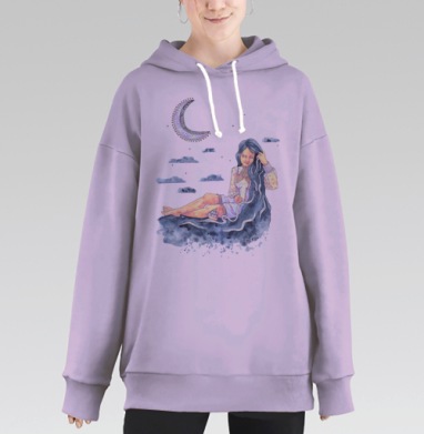 Девушка Море, Hoodie Long Oversize Fiolet