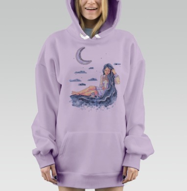 Девушка Море, Hoodie Mjhigh Dig Mel, Fiolet, утепленная