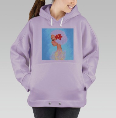 Девушка с красным цветком в волосах душа природы, Hoodie Oversize Fiolet