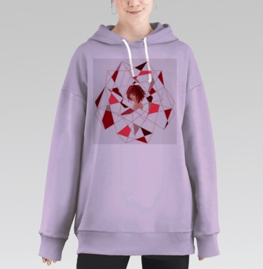 Девушка в абстракции, Hoodie Long Oversize Fiolet