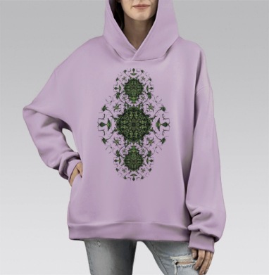 Джангл, Hoodie Mono Fiolet, оверсайз, утепленная