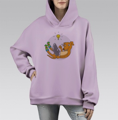 Дизайнер, Hoodie Mono Fiolet, оверсайз, утепленная