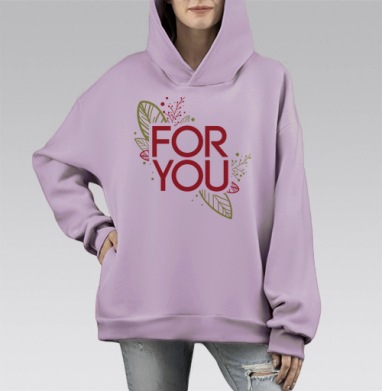 Для вас, Hoodie Mono Fiolet, оверсайз, утепленная