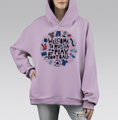 Добро пожаловать в Россию. Футбол, Hoodie Mono Fiolet, оверсайз, утепленная