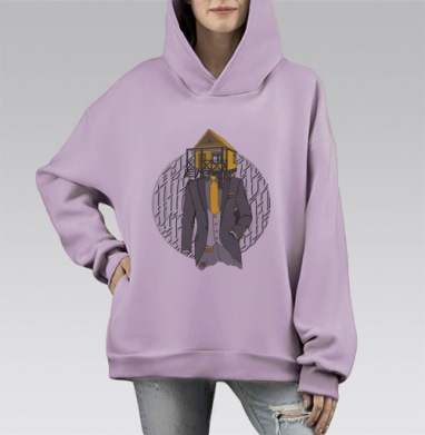 Дом, Hoodie Mono Fiolet, оверсайз, утепленная