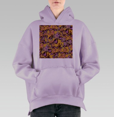 Драгоценные камни ирисы сложный бесконечный узор, Hoodie Oversize Fiolet, утепленная