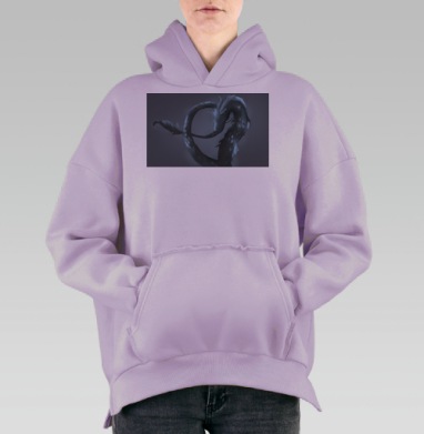 Дракон моря, Hoodie Oversize Fiolet, утепленная