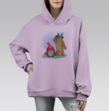 Друзья, Hoodie Mono Fiolet, оверсайз, утепленная