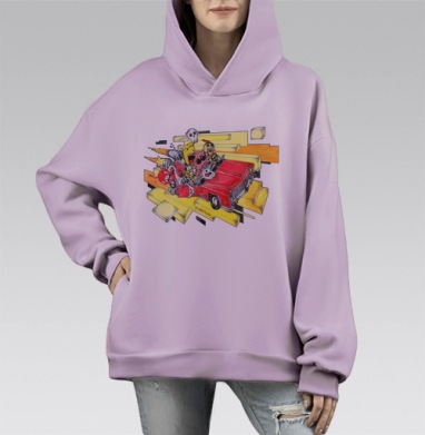 Дудлы без тормозов, Hoodie Mono Fiolet, оверсайз, утепленная