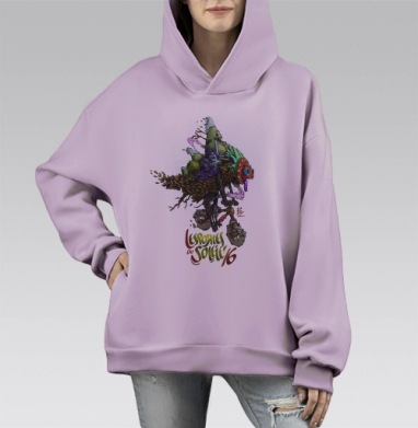 Дух МТБ, Hoodie Mono Fiolet, оверсайз, утепленная