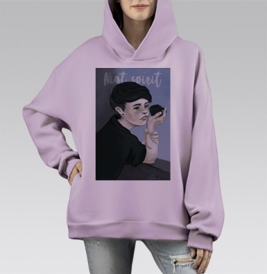 Дух ночи, Hoodie Mono Fiolet, оверсайз, утепленная