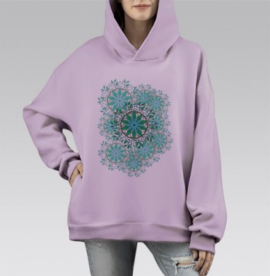 Дух зеленого леса, Hoodie Mono Fiolet, оверсайз, утепленная