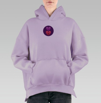 Два сердца страсть уязвимость любовь настоящих супругов, Hoodie Oversize Fiolet, утепленная