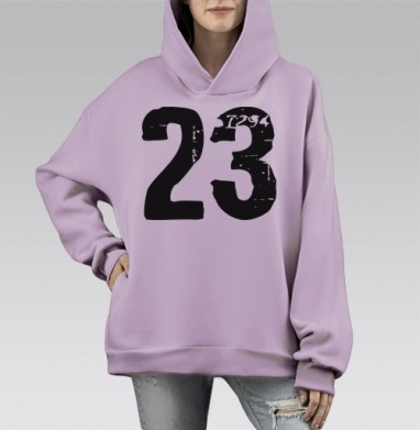 Двадцать три, Hoodie Mono Fiolet, оверсайз, утепленная