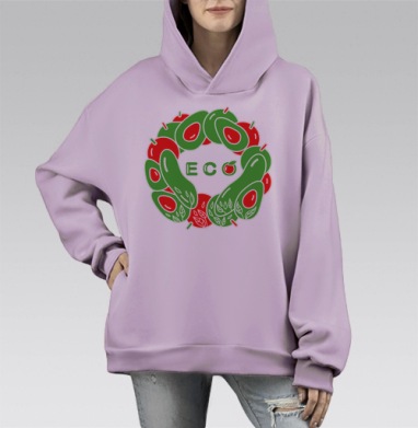ECOLOGO / ЭКОЛОГО, Hoodie Mono Fiolet, оверсайз, утепленная