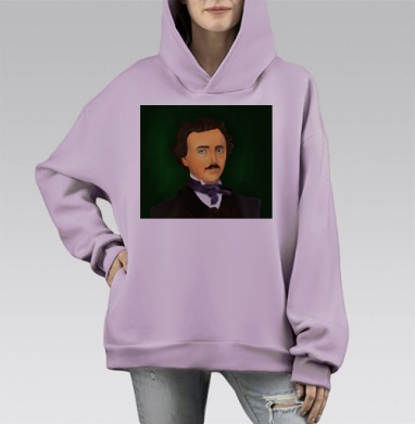 Эдгар Аллан По, Hoodie Mono Fiolet, оверсайз, утепленная