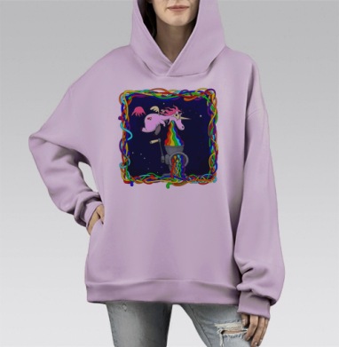 Единорожка, Hoodie Mono Fiolet, оверсайз, утепленная