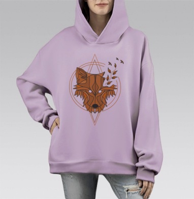 Эко лис, Hoodie Mono Fiolet, оверсайз, утепленная