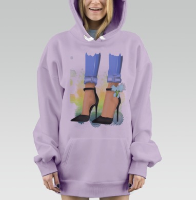 Элегантные черные туфли с джинсами на каблуке, Hoodie Mjhigh Dig Mel, Fiolet, утепленная
